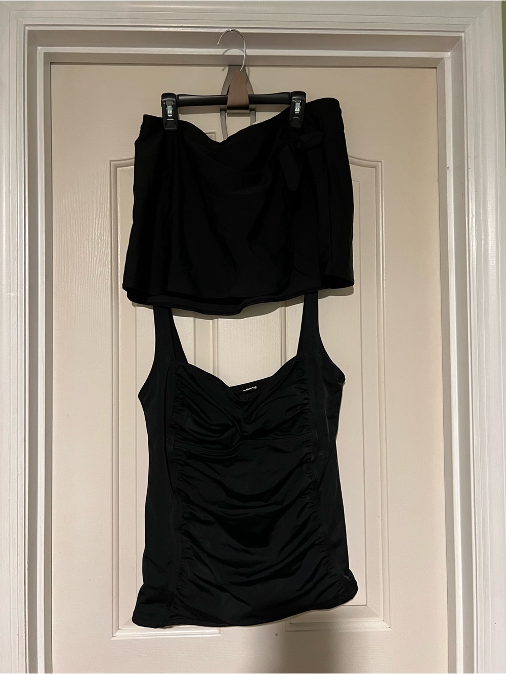 🔥 Black Ruched Tankini Top with Swim Skirt mix and match